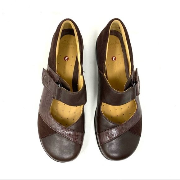 Clark’s Un Swan Dark Brown Leather Mary Jane comfort shoe NARROW - Picture 4 of 9